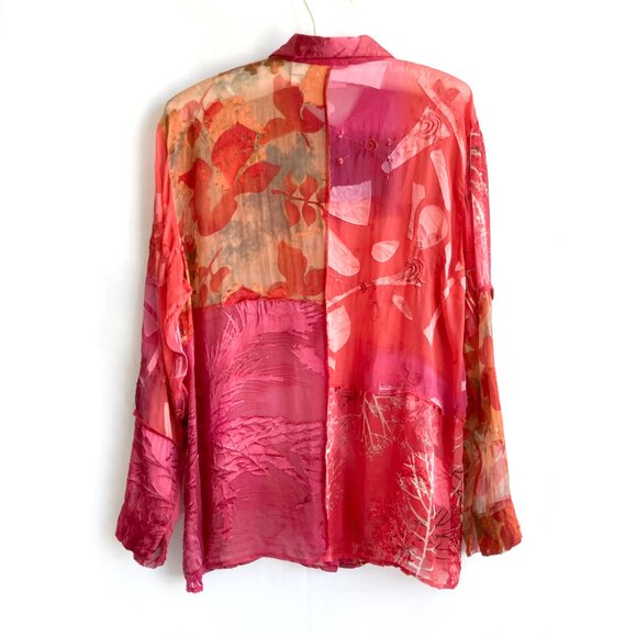 Chico's Design VTG Silk Blend Floral Burnout Blouse - Picture 2 of 8